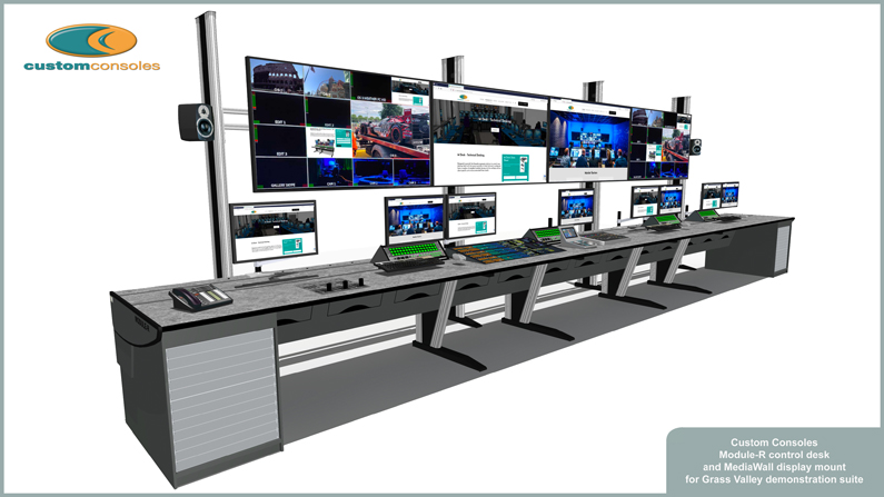 Grass Valley Chooses Custom Consoles Module-R and MediaWall for Krakow Demonstration suite